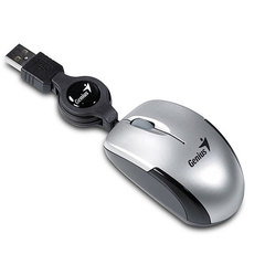 Мышь Genius Micro Traveler S оптическая, регулируемый по длине провод, 1200 dpi, USB, silver  